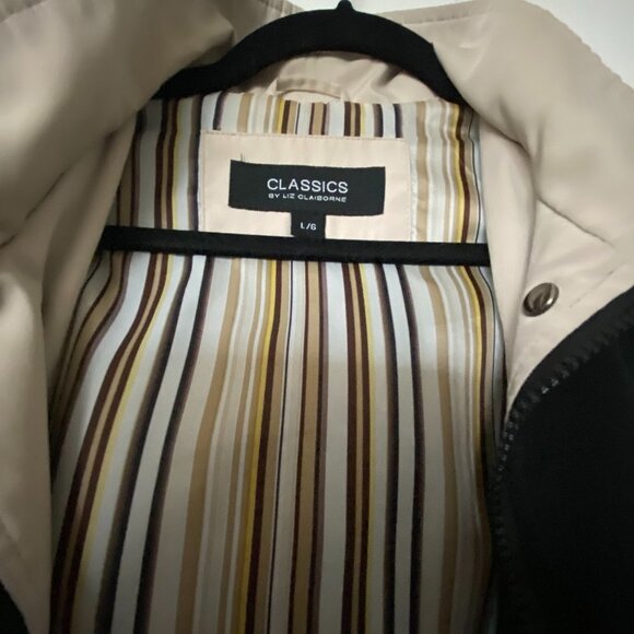Liz Claiborne CLASSICS Vintage Lightweight Hooded Jacket Black/Beige Size L - Picture 4 of 7